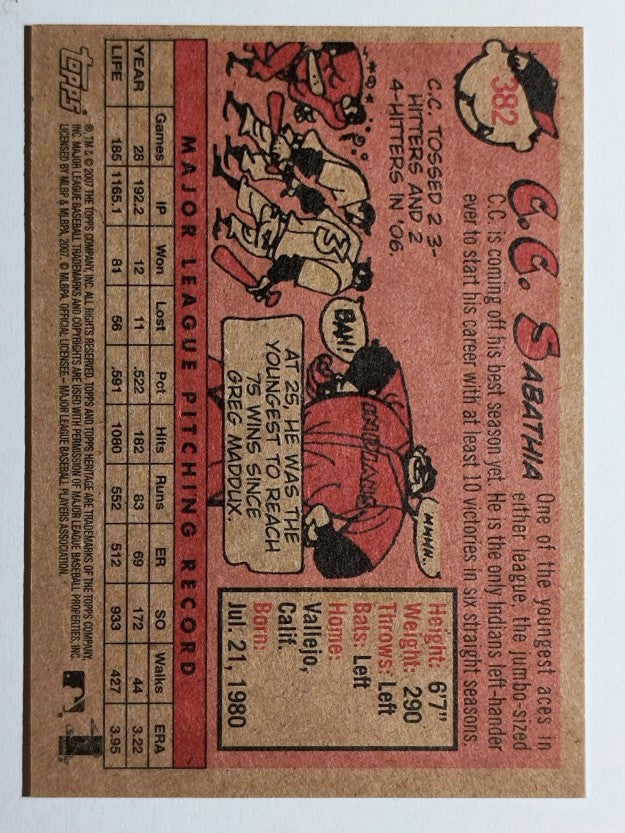 2007 Topps Heritage #382 C.C. Sabathia