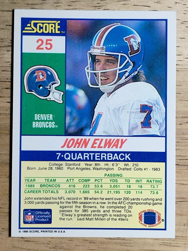 1990 Score #25 John Elway