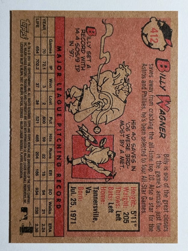 2007 Topps Heritage #412 Billy Wagner