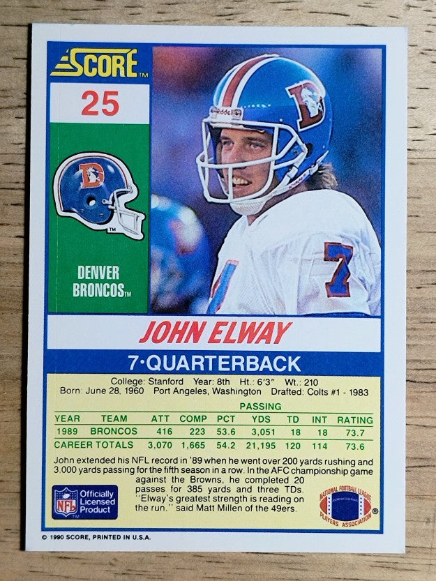 1990 Score #25 John Elway