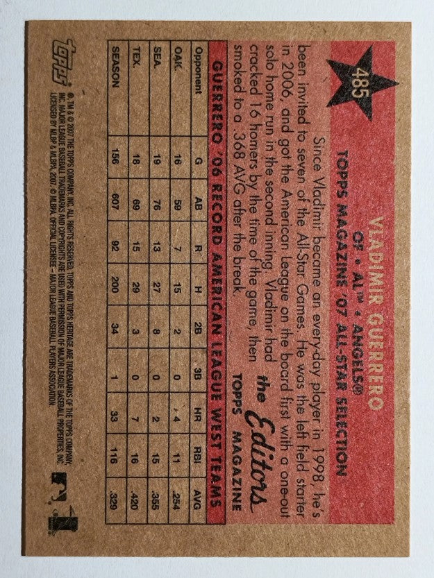 2007 Topps Heritage #485 Vladimir Guerrero AS