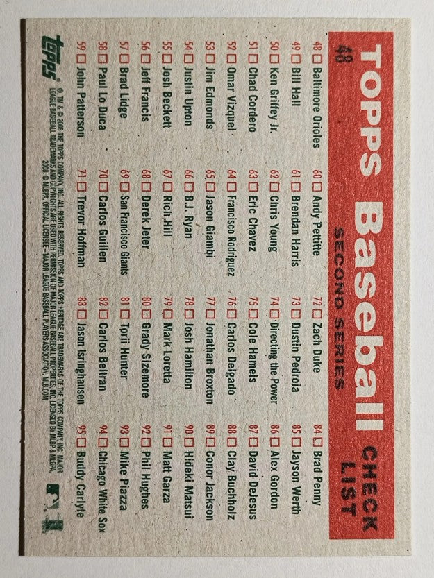 2008 Topps Heritage #48 Baltimore Orioles