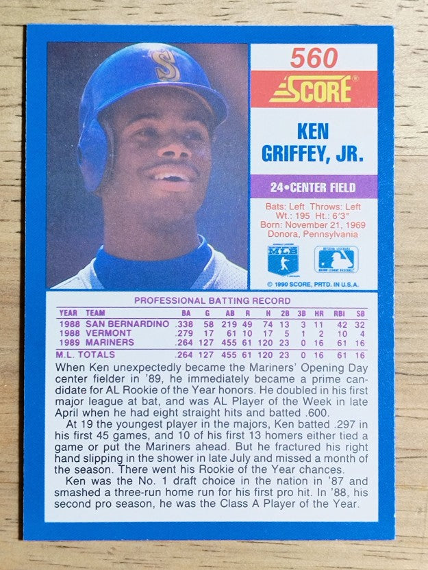 1990 Score #560 Ken Griffey Jr.