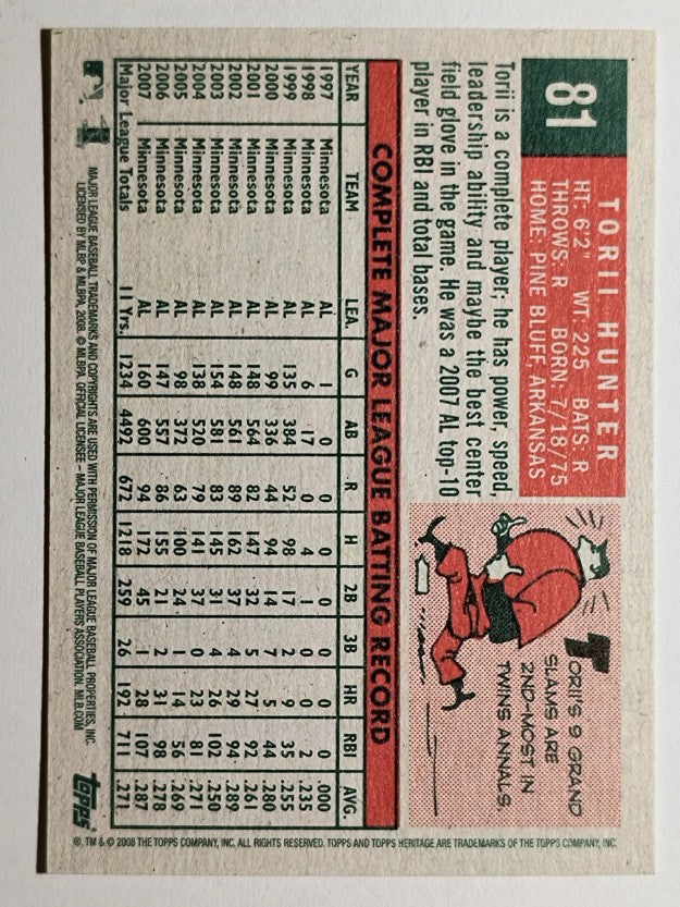 2008 Topps Heritage #81 Torii Hunter GB SP