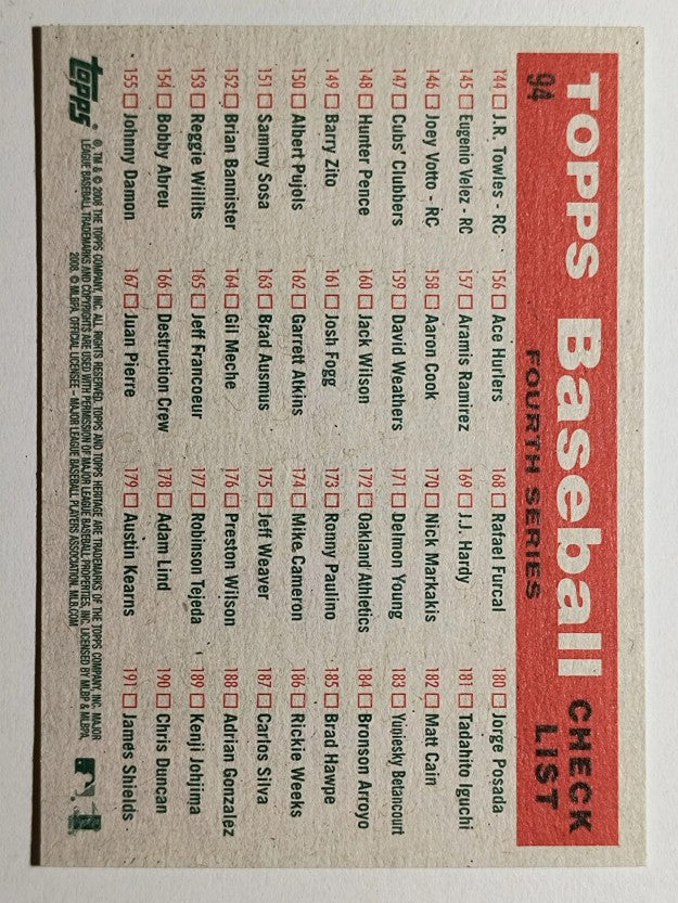 2008 Topps Heritage #94 Chicago White Sox GB SP
