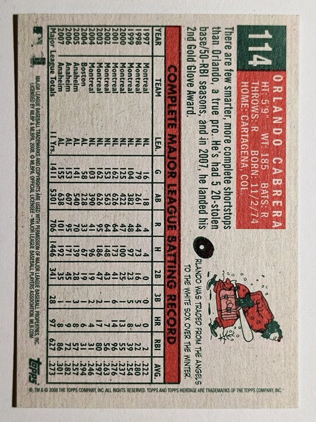 2008 Topps Heritage #114 Orlando Cabrera