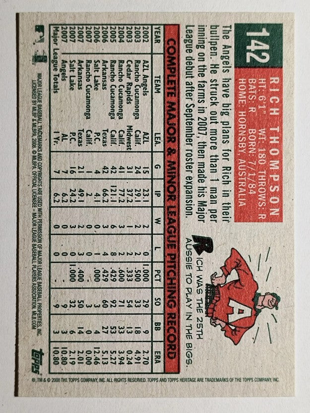 2008 Topps Heritage #142 Rich Thompson RC