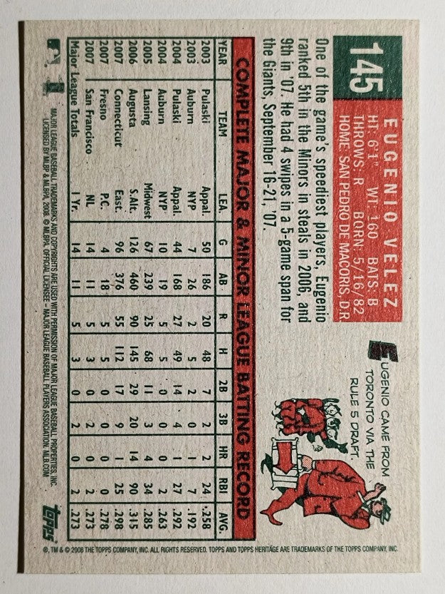 2008 Topps Heritage #145 Eugenio Velez RC