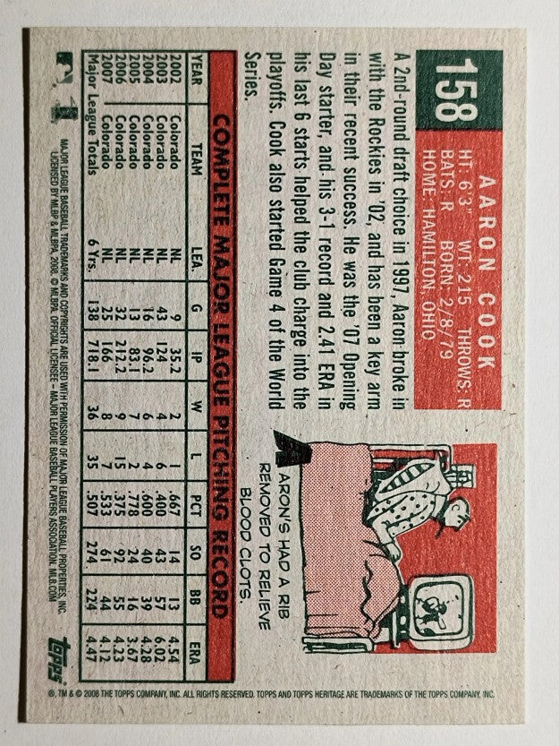 2008 Topps Heritage #158 Aaron Cook