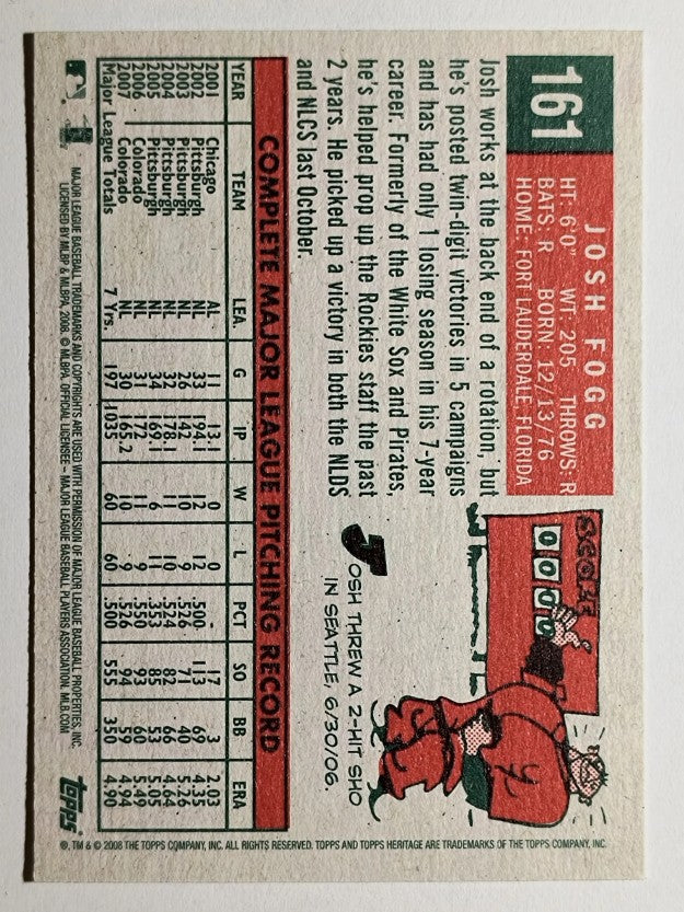 2008 Topps Heritage #161 Josh Fogg