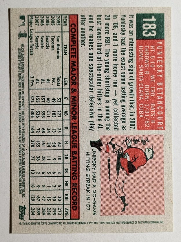 2008 Topps Heritage #183 Yuniesky Betancourt