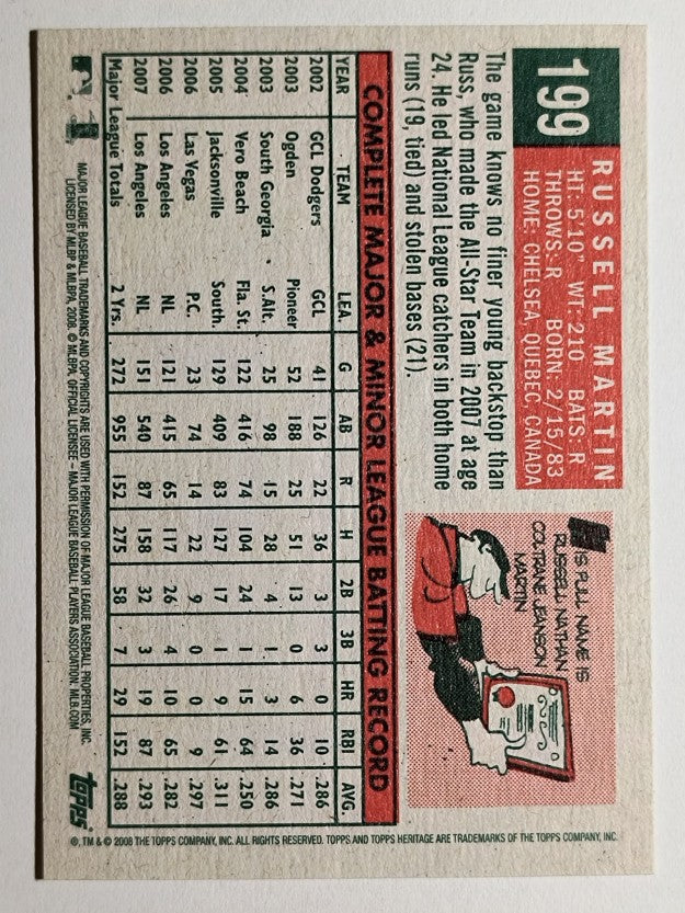 2008 Topps Heritage #199 Russell Martin
