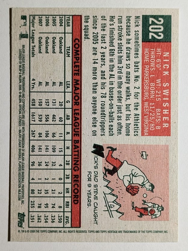 2008 Topps Heritage #202 Nick Swisher