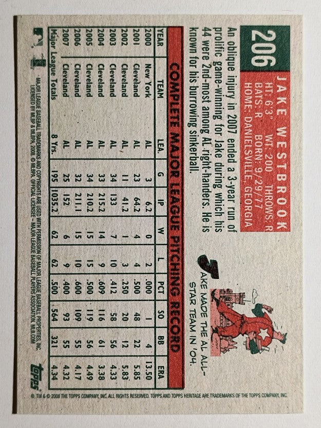 2008 Topps Heritage #206 Jake Westbrook