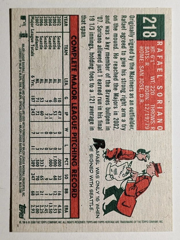 2008 Topps Heritage #218 Rafael Soriano