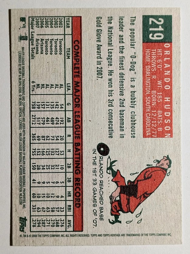 2008 Topps Heritage #219 Orlando Hudson