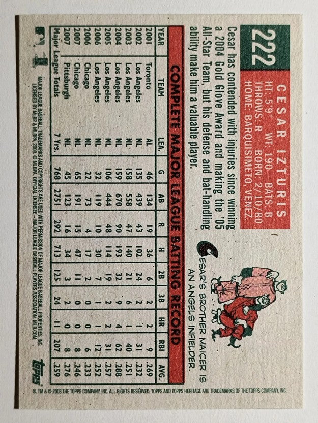 2008 Topps Heritage #222 Cesar Izturis