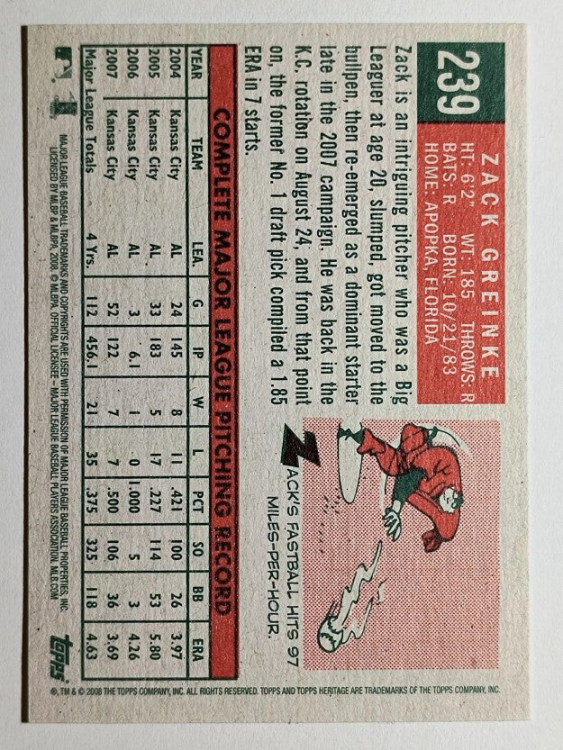 2008 Topps Heritage #239 Zack Greinke