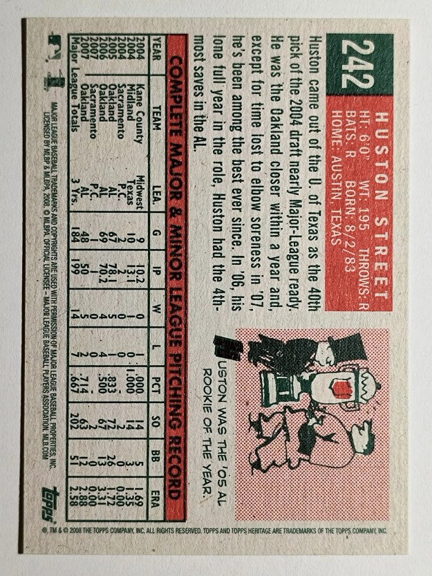 2008 Topps Heritage #242 Huston Street