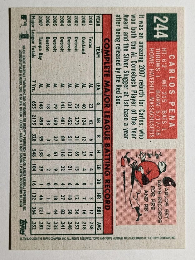 2008 Topps Heritage #244 Carlos Pena