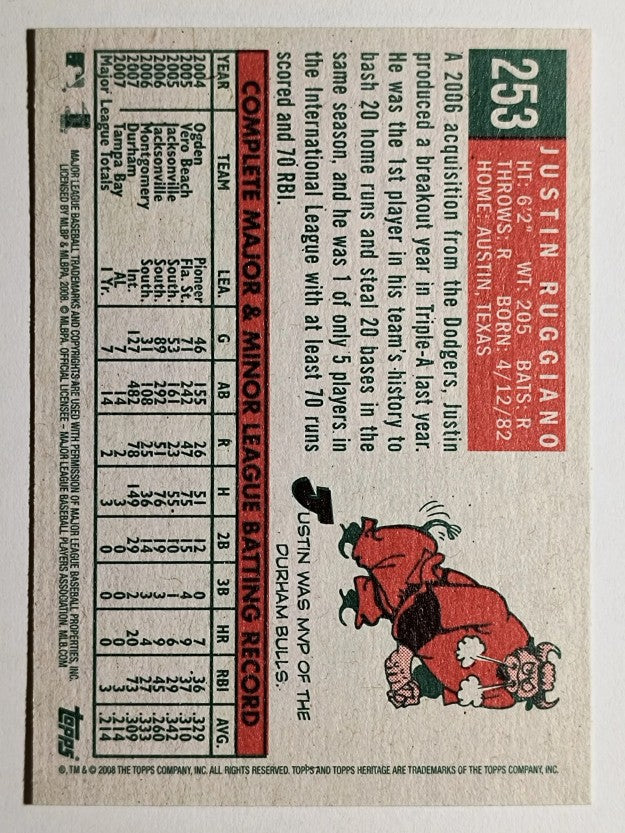 2008 Topps Heritage #253 Justin Ruggiano RC