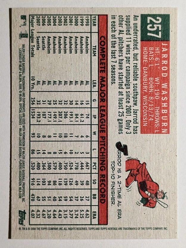 2008 Topps Heritage #257 Jarrod Washburn