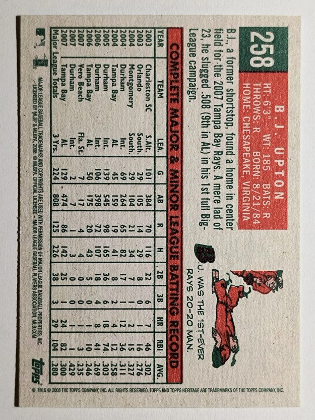 2008 Topps Heritage #258 B.J. Upton