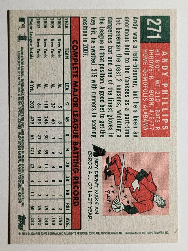 2008 Topps Heritage #271 Andy Phillips