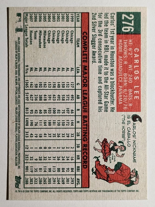 2008 Topps Heritage #276 Carlos Lee