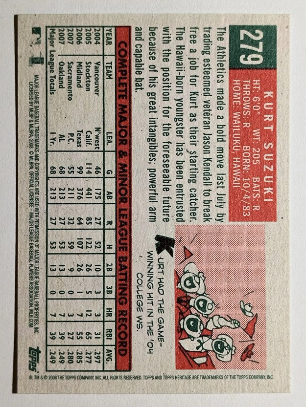 2008 Topps Heritage #279 Kurt Suzuki