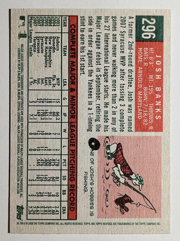 2008 Topps Heritage #296 Josh Banks