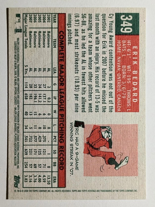 2008 Topps Heritage #349 Erik Bedard