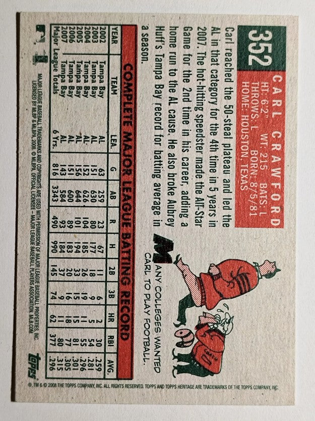 2008 Topps Heritage #352 Carl Crawford