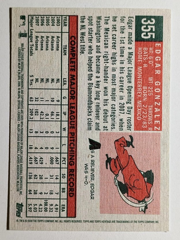 2008 Topps Heritage #355 Edgar Gonzalez