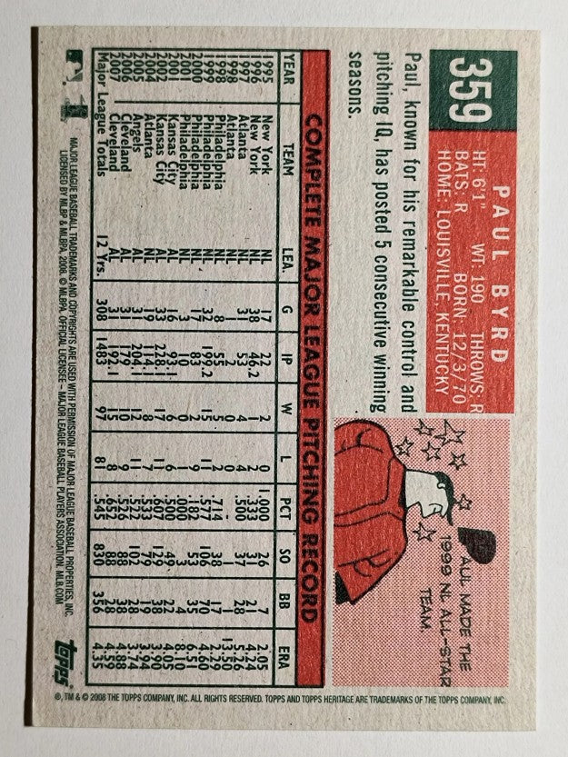 2008 Topps Heritage #359 Paul Byrd