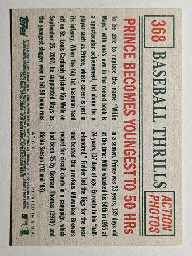 2008 Topps Heritage #368 Prince Fielder BT