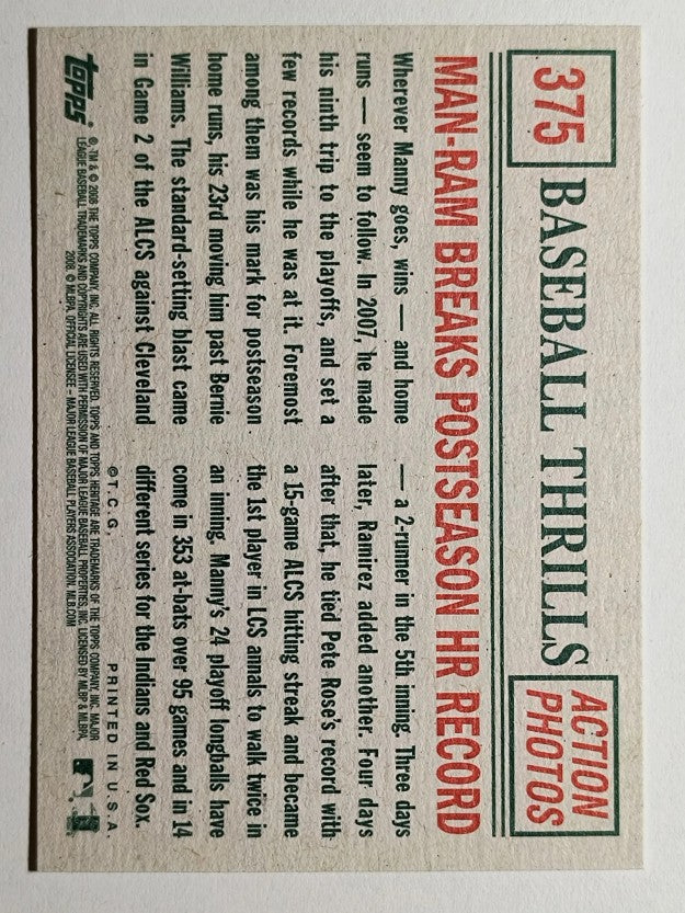2008 Topps Heritage #375 Manny Ramirez BT