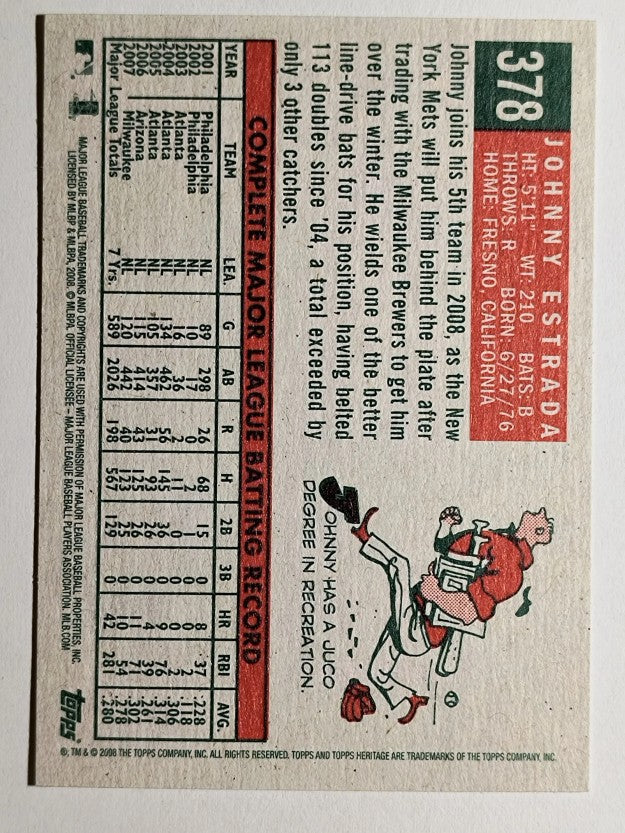 2008 Topps Heritage #378 Johnny Estrada