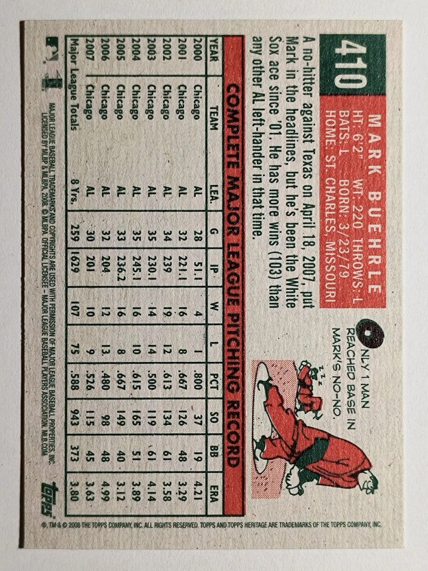 2008 Topps Heritage #410 Mark Buehrle