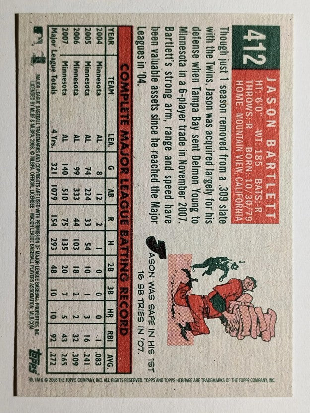 2008 Topps Heritage #412 Jason Bartlett