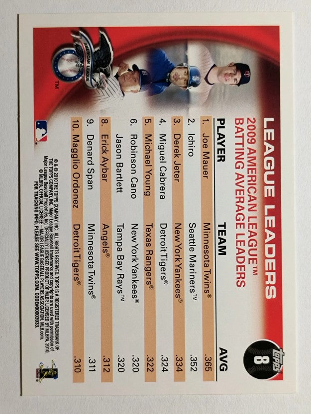 2010 Topps #8 Joe Mauer/Ichiro Suzuki/Derek Jeter