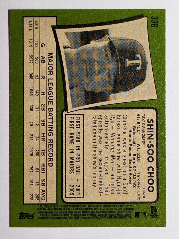 2020 Topps Heritage #336 Shin-Soo Choo