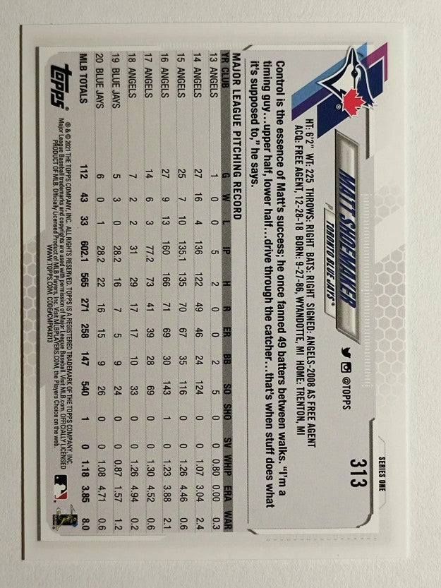 2021 Topps #313 Matt Shoemaker