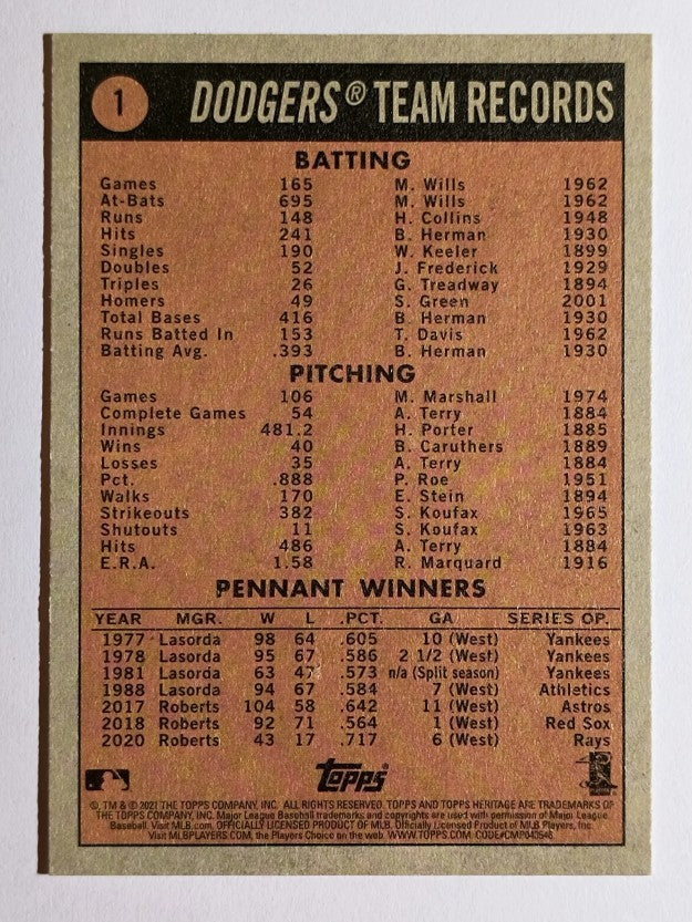 2021 Topps Heritage #1 World Champions