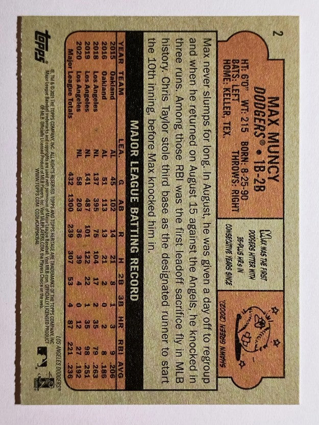 2021 Topps Heritage #2 Max Muncy