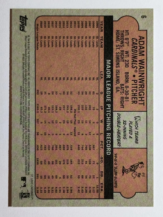 2021 Topps Heritage #6 Adam Wainwright