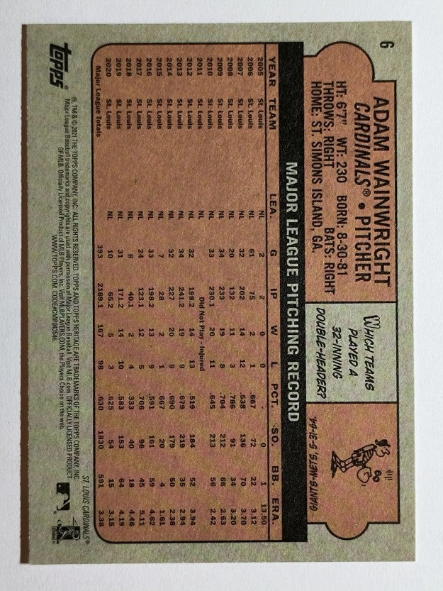 2021 Topps Heritage #6 Adam Wainwright