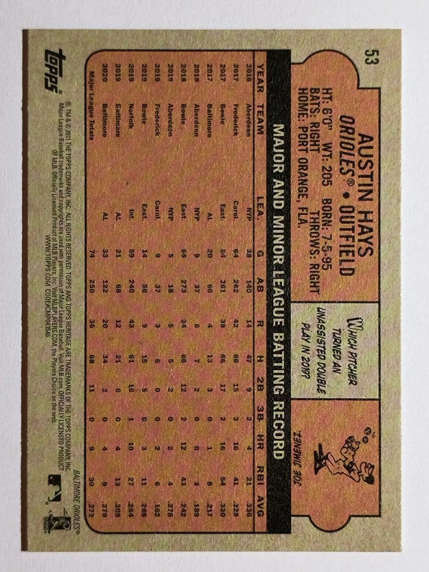 2021 Topps Heritage #53 Austin Hays