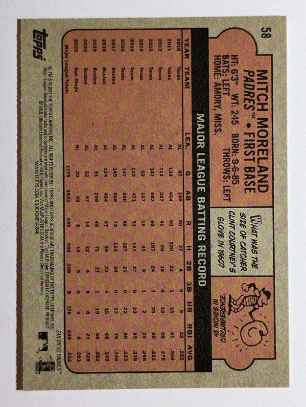 2021 Topps Heritage #58 Mitch Moreland
