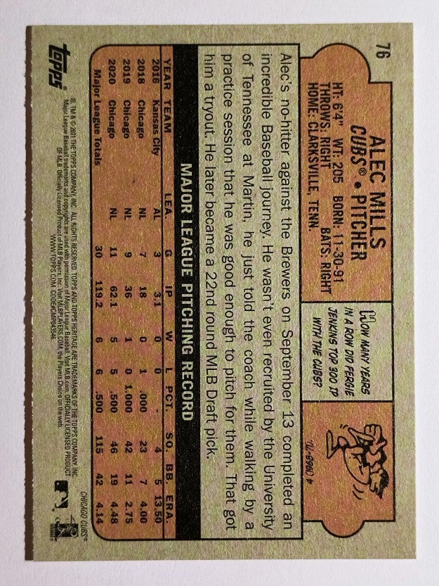 2021 Topps Heritage #76 Alec Mills